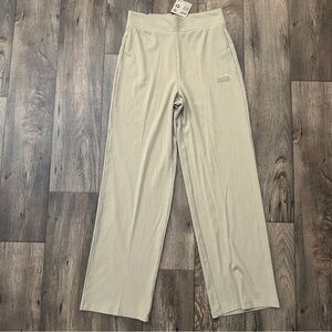 Puma Wide Leg Straight Ribbed Active Pants Women’s Size S Oak Branch